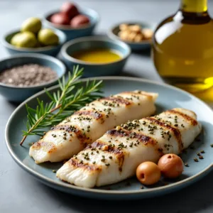 Πιάτο με ψάρια, ελιές, ξηροί καρποί και ελαιόλαδο
